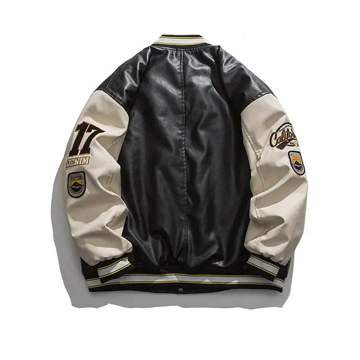Y2k leather varsity jacket for men and women