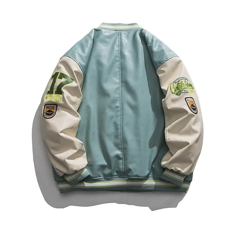 Y2k leather varsity jacket for men and women