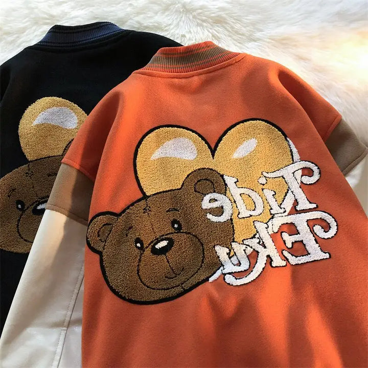 Orange y2k varsity jacket for streetwear