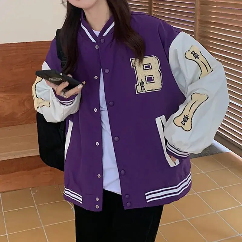 Varsity purplete y2k jacket - unisex streetwear style - s