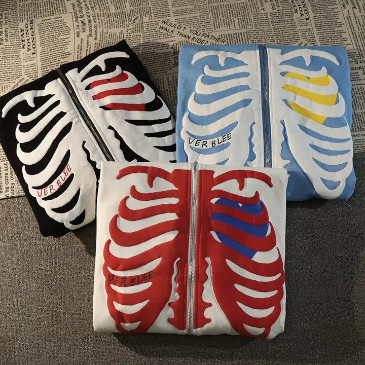 Y2k skeleton and heart jacket - vintage streetwear style