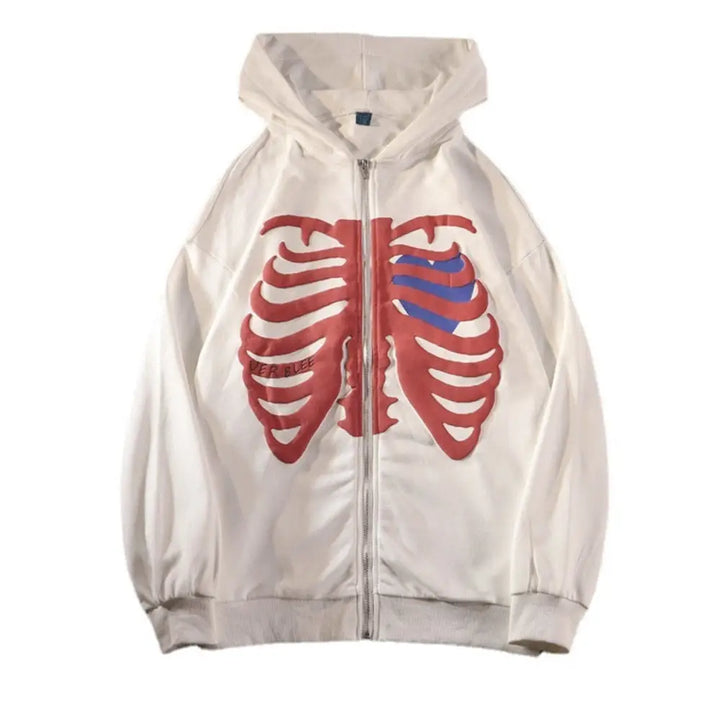 Y2k skeleton and heart jacket - vintage streetwear style - white / s