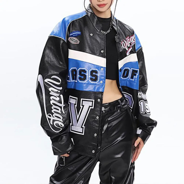 Vg detachable racing varsity jacket from y2k streetwear collection - varsity jackets