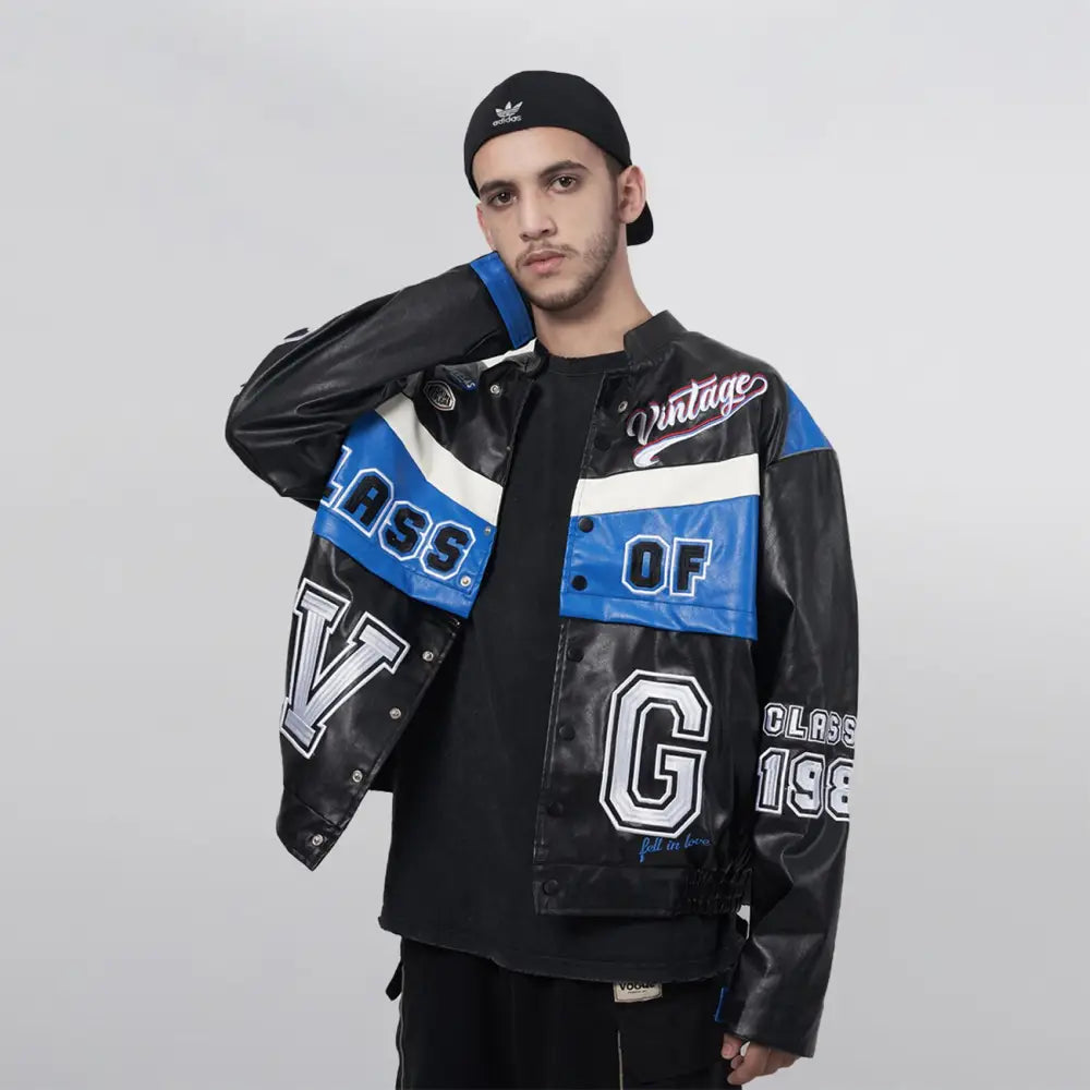 Vg detachable racing varsity jacket from y2k streetwear collection - varsity jackets