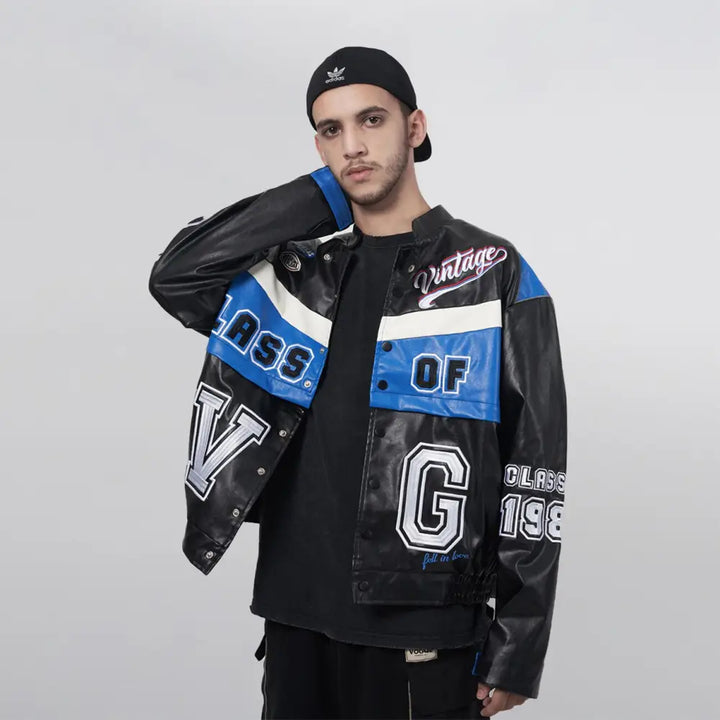 Vg detachable racing varsity jacket from y2k streetwear collection - varsity jackets