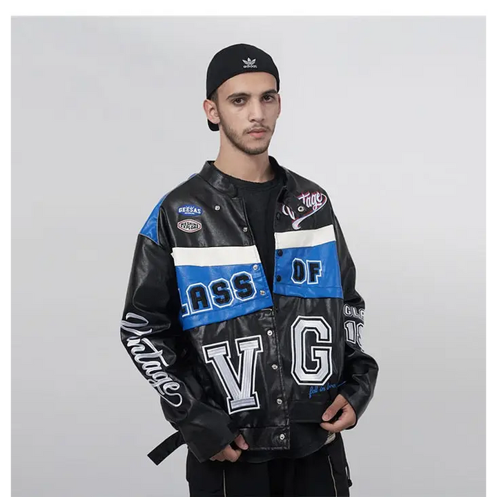 Vg detachable racing varsity jacket from y2k streetwear collection - varsity jackets