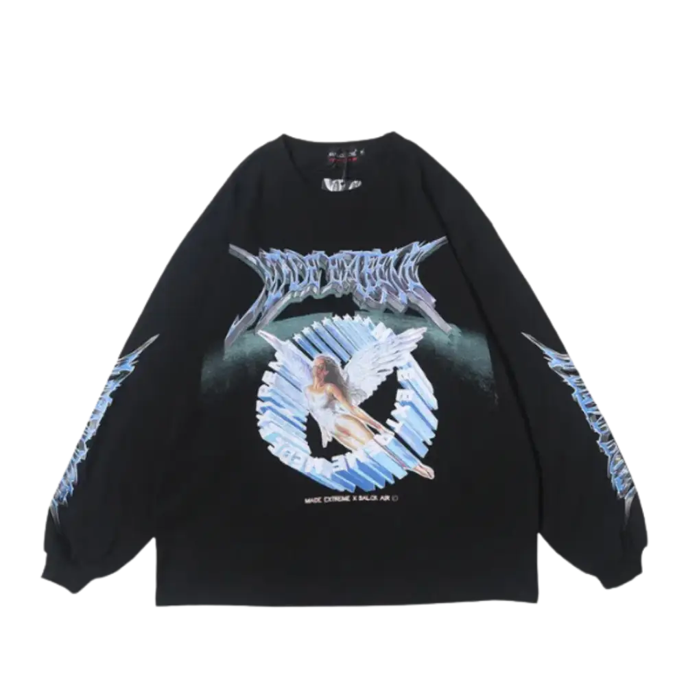Vintage angels heavy 400gsm y2k sweater for urban fashion - black / m