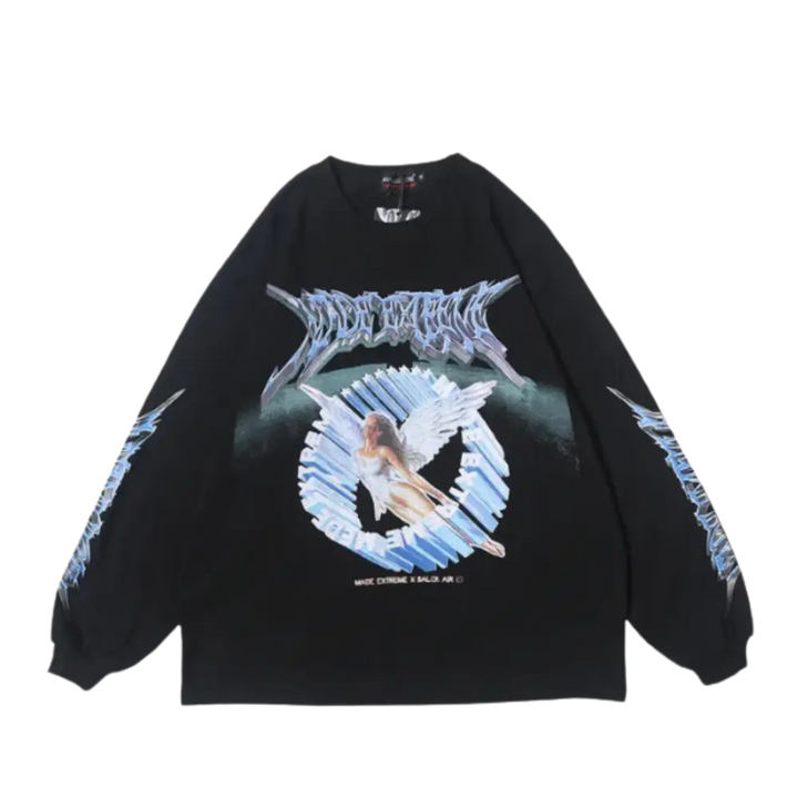 Vintage angels heavy 400gsm y2k sweater for urban fashion - black / m