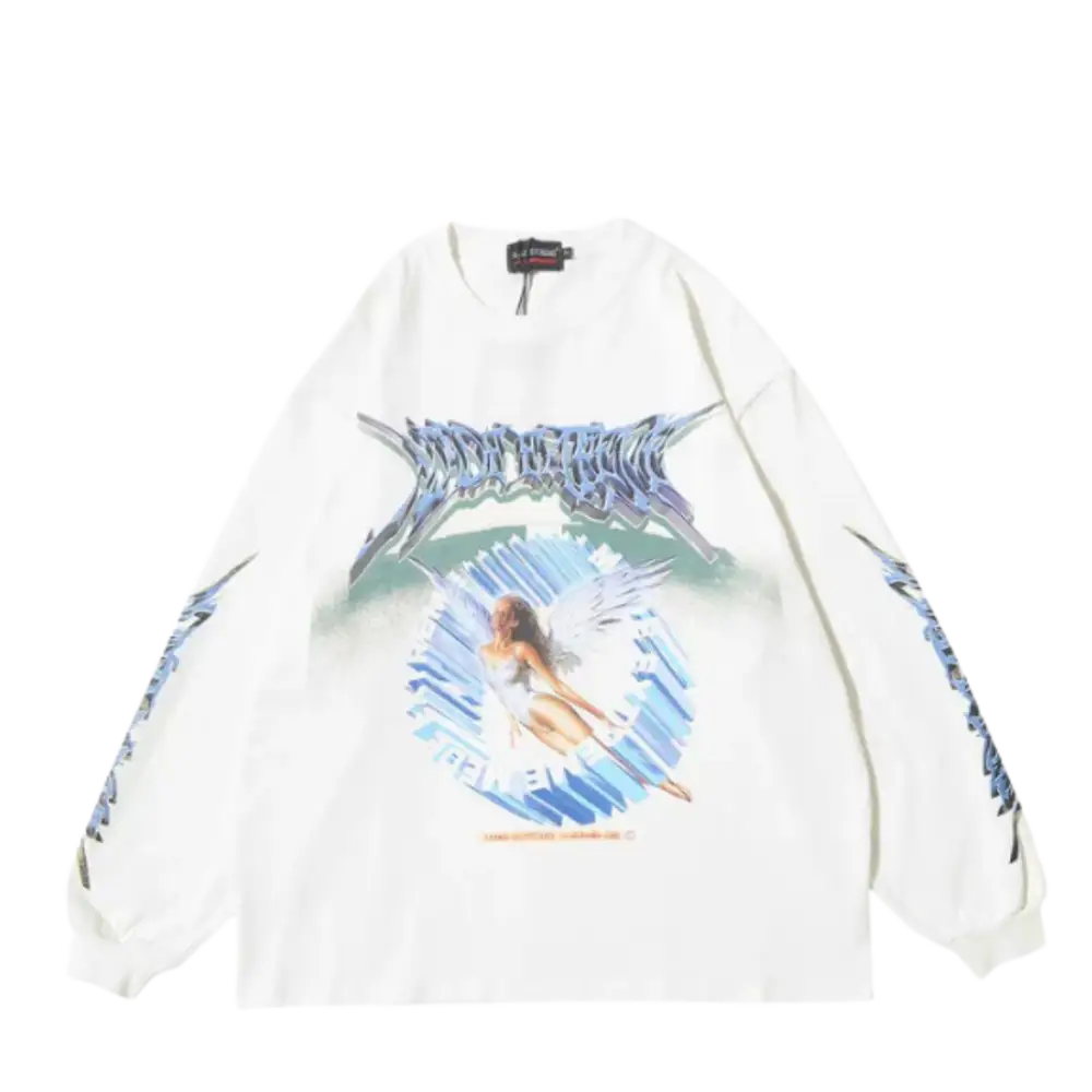 Vintage angels heavy 400gsm y2k sweater for urban fashion - white / m