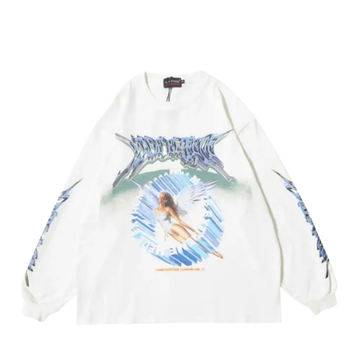Vintage angels heavy 400gsm y2k sweater for urban fashion - white / m