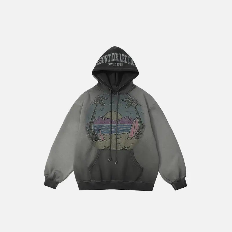 Vintage beach y2k oversized hoodie for ultimate streetwear style - gray / m - hoodies
