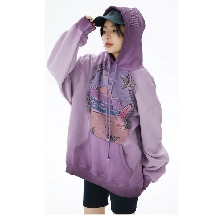 Vintage beach y2k oversized hoodie for ultimate streetwear style - hoodies