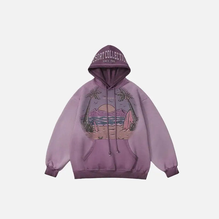 Vintage beach y2k oversized hoodie for ultimate streetwear style - purple / m - hoodies