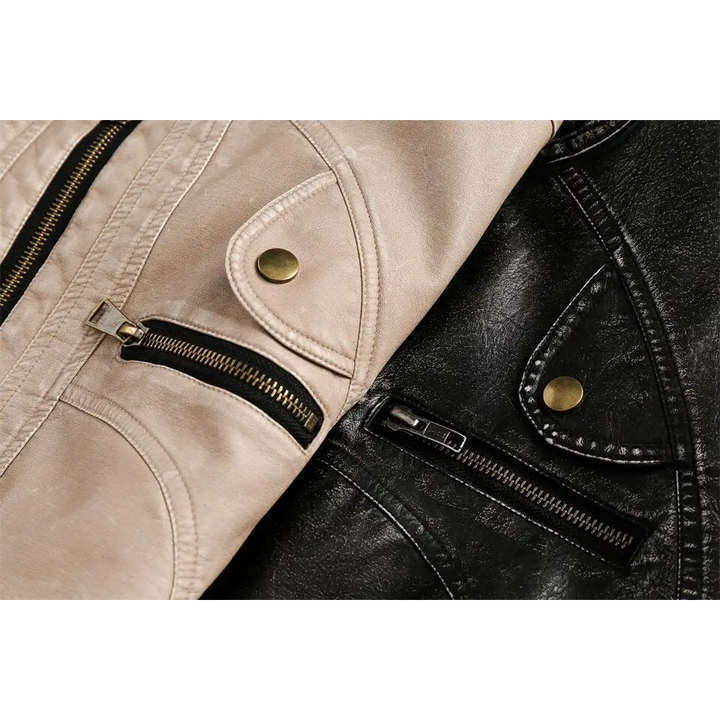 Vintage chic y2k soft leather jacket in cotton and fur blend - jackets