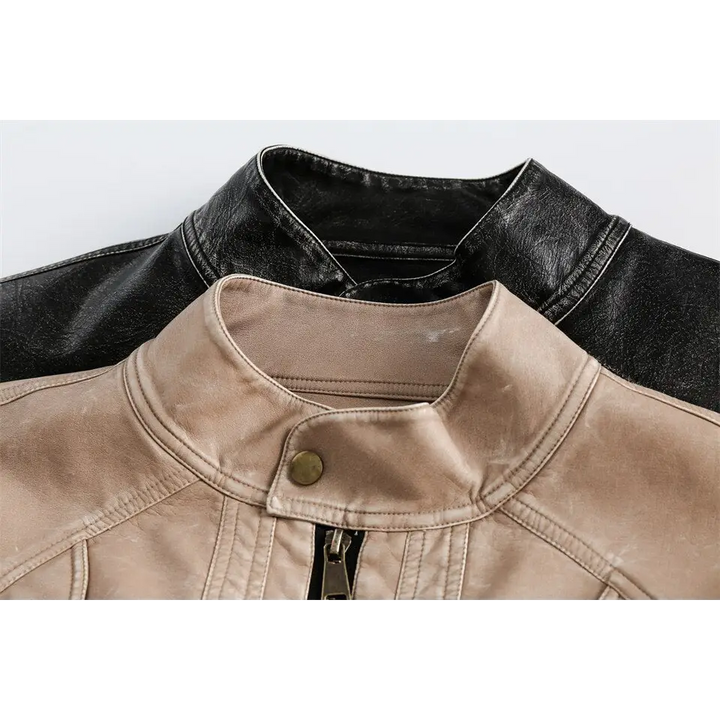 Vintage chic y2k soft leather jacket in cotton and fur blend - jackets