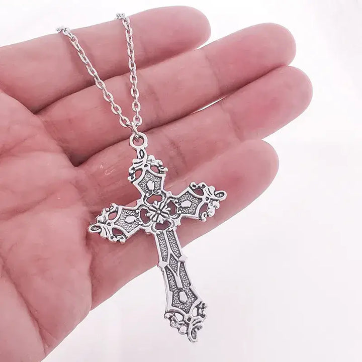 Vintage y2k cross necklace in zinc alloy for timeless glamour - necklaces