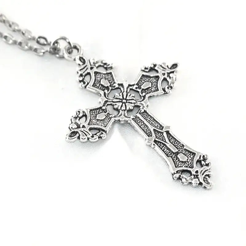 Vintage y2k cross necklace in zinc alloy for timeless glamour - necklaces