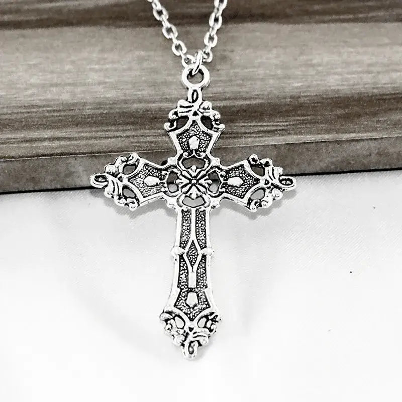 Vintage y2k cross necklace in zinc alloy for timeless glamour - necklaces