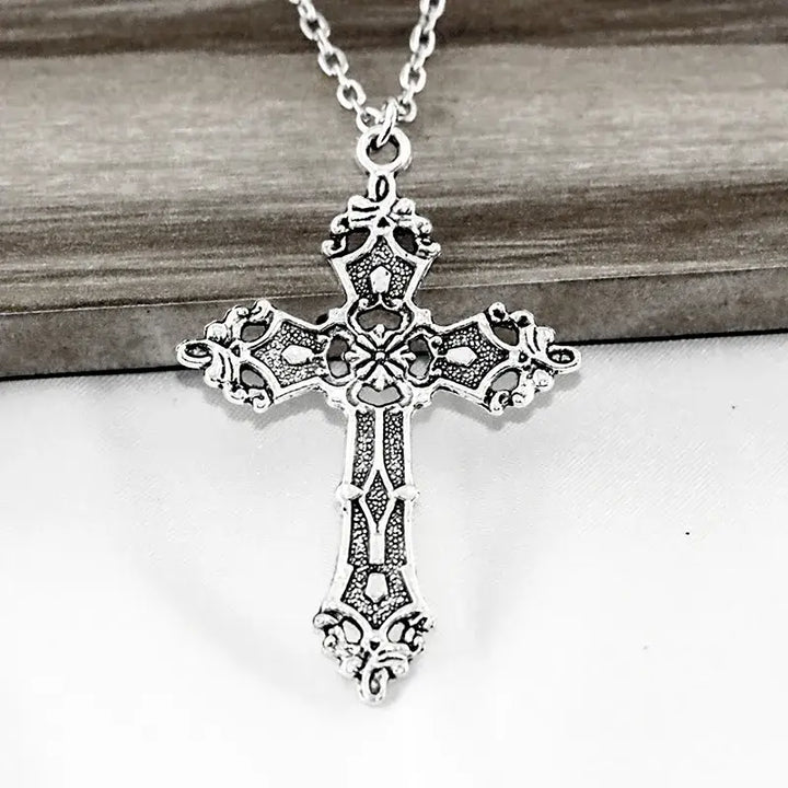 Vintage y2k cross necklace in zinc alloy for timeless glamour - necklaces