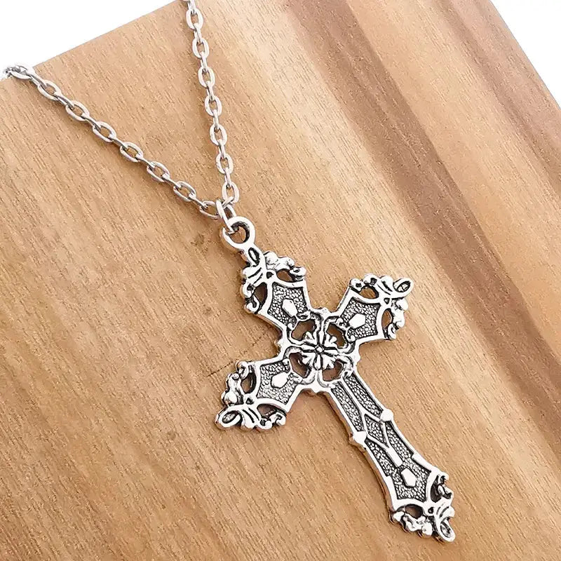 Vintage y2k cross necklace in zinc alloy for timeless glamour - necklaces
