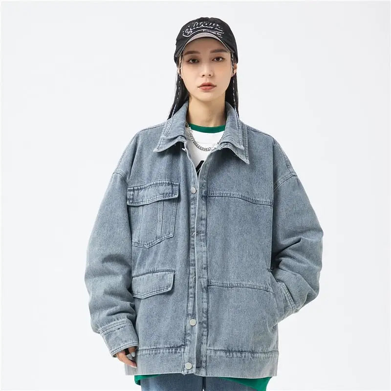 Y2k vintage denim jacket for trendy streetwear styles