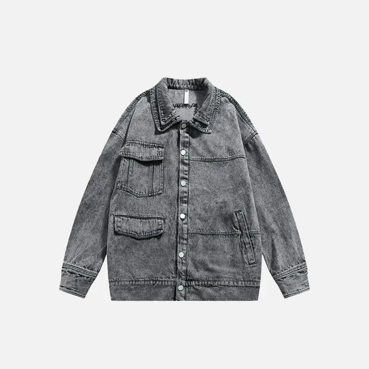 Y2k vintage denim jacket for trendy streetwear styles - black / m