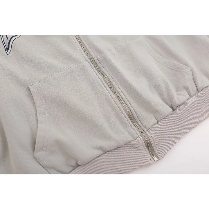 Vintage devil horns zip-up hoodie in ultra-soft cotton - hoodies