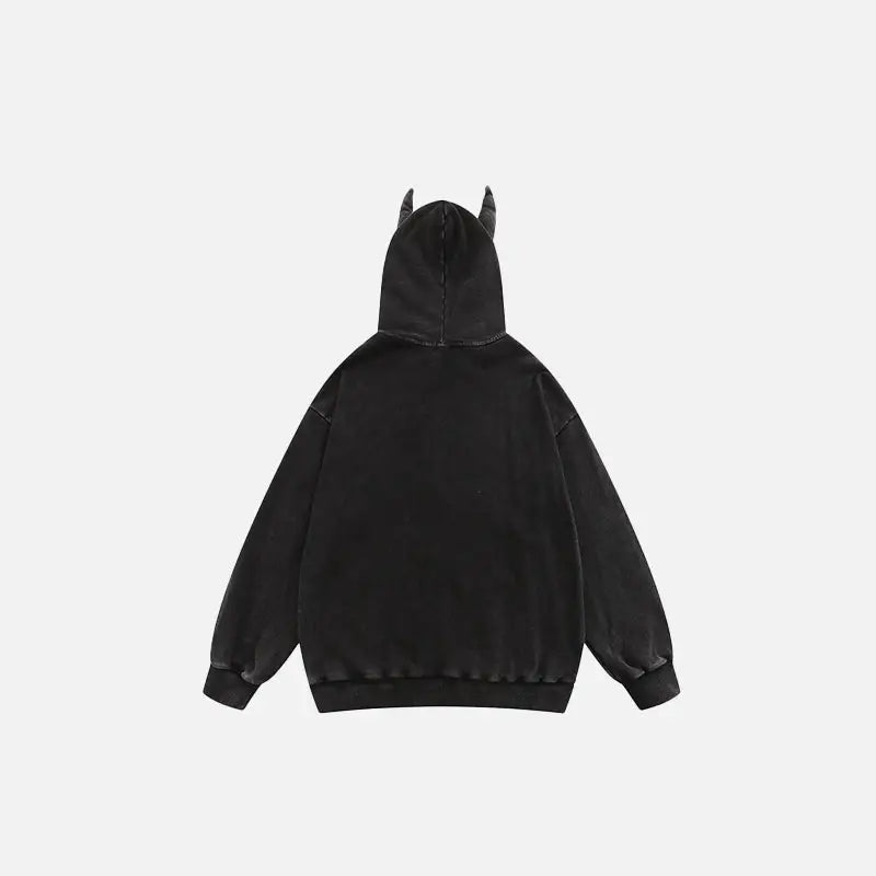 Vintage devil horns zip-up hoodie in ultra-soft cotton - hoodies