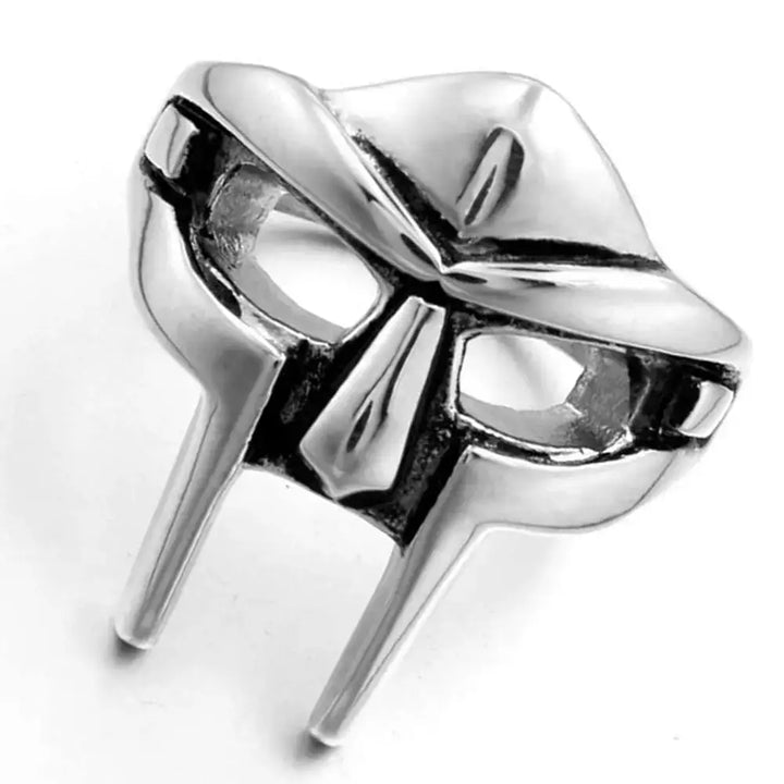 Magnificent vintage doom mask gladiator ring in zinc alloy - silver - rings