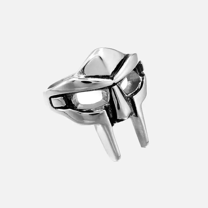 Magnificent vintage doom mask gladiator ring in zinc alloy - silver - rings