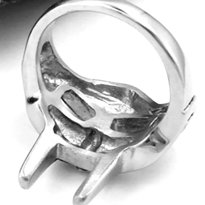 Magnificent vintage doom mask gladiator ring in zinc alloy - silver - rings