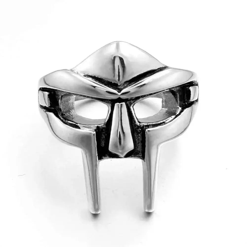Magnificent vintage doom mask gladiator ring in zinc alloy - silver - rings