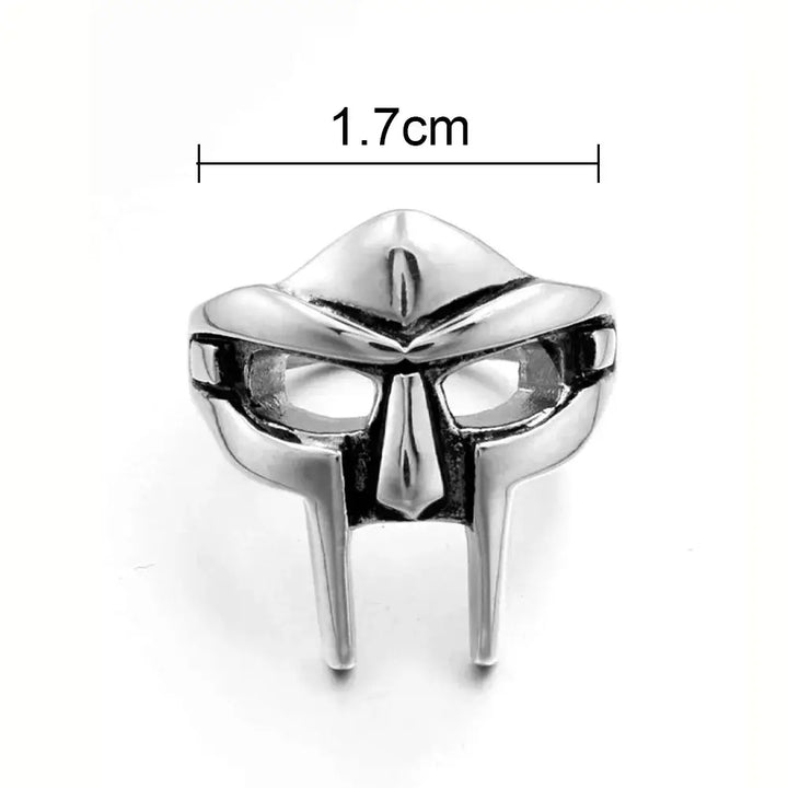 Magnificent vintage doom mask gladiator ring in zinc alloy - silver - rings