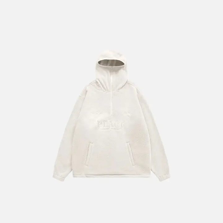 Vintage embroidered fleece hooded sweatshirts for stylish comfort - cream-grey / m - hoodies