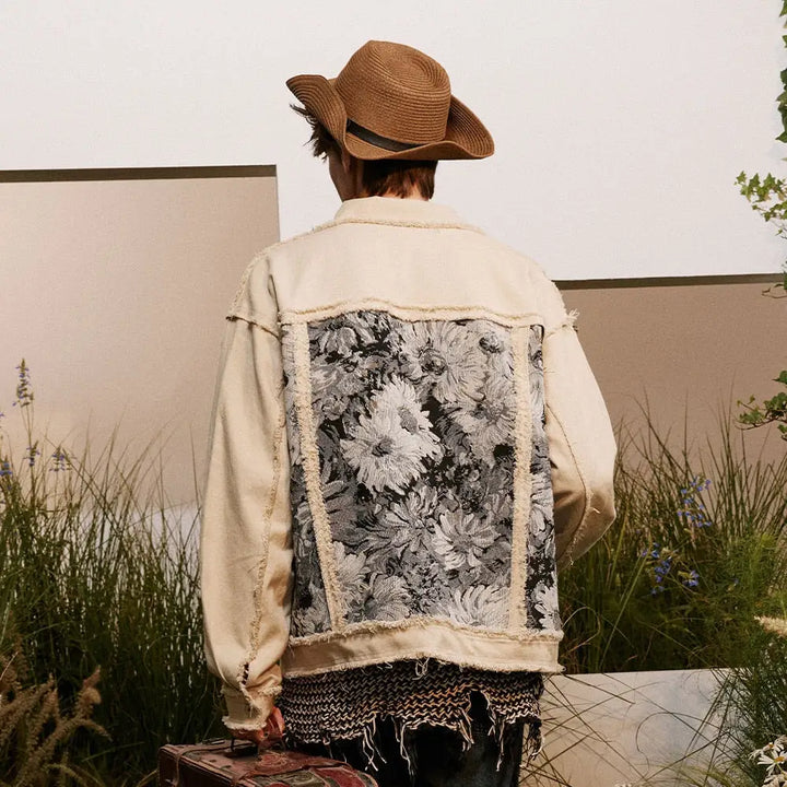 Vintage flower patch denim jacket for a trendy y2k look