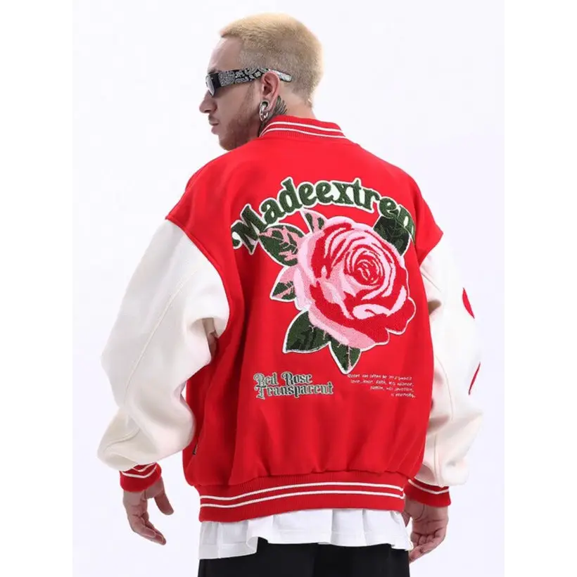 Vintage floral y2k varsity jacket in quality cotton - varsity jackets