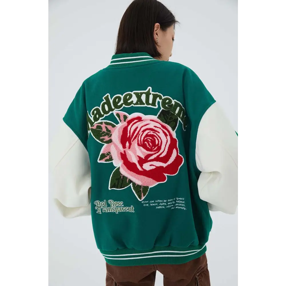 Vintage floral y2k varsity jacket in quality cotton - varsity jackets