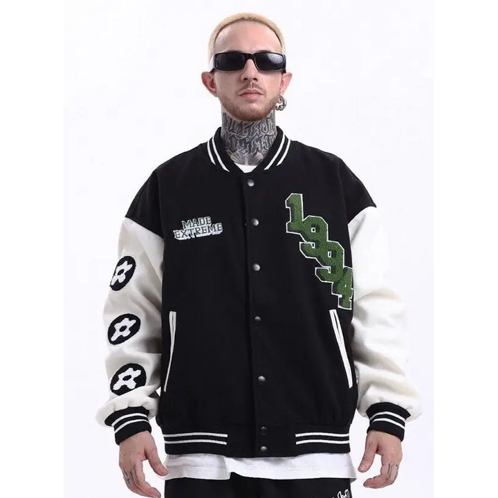 Vintage floral y2k varsity jacket in quality cotton - varsity jackets