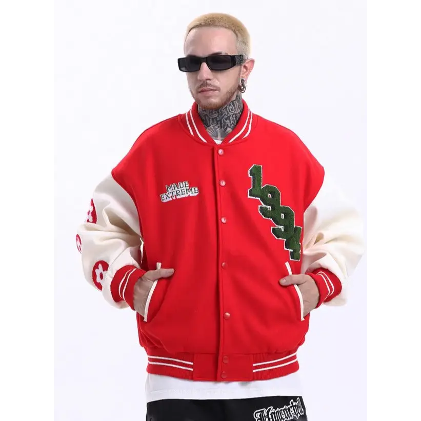 Vintage floral y2k varsity jacket in quality cotton - varsity jackets