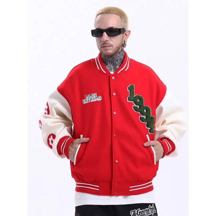 Vintage floral y2k varsity jacket in quality cotton - varsity jackets