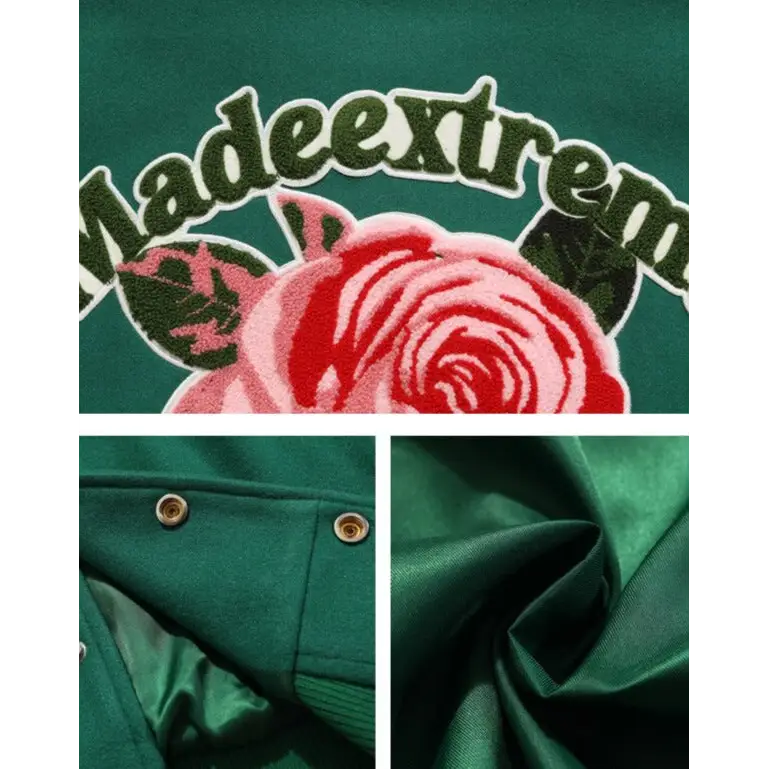 Vintage floral y2k varsity jacket in quality cotton - varsity jackets