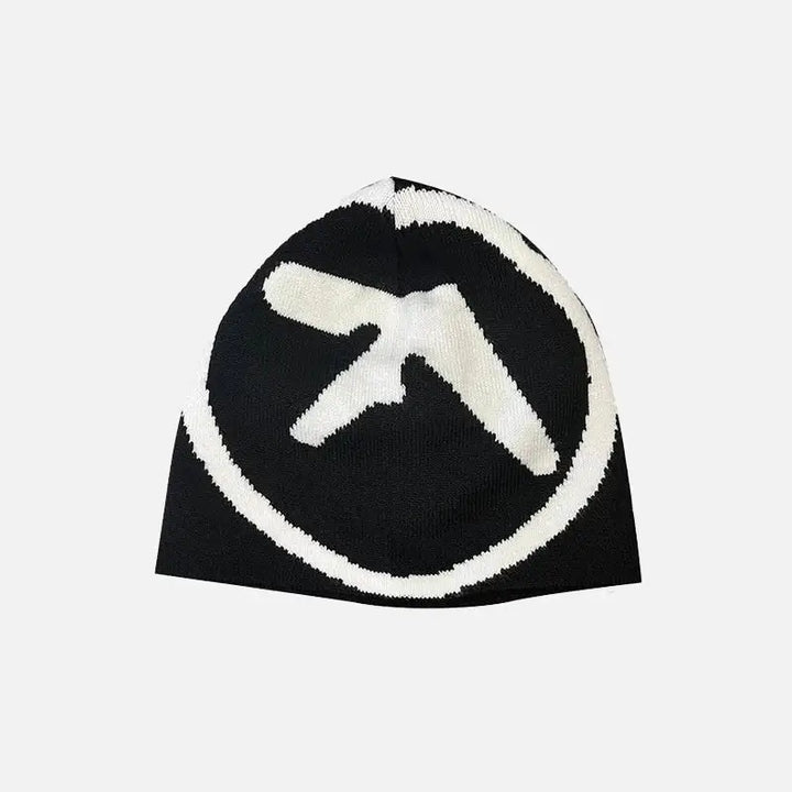 Y2k vintage gothic beanie with classic letter print - black / one size - beanies