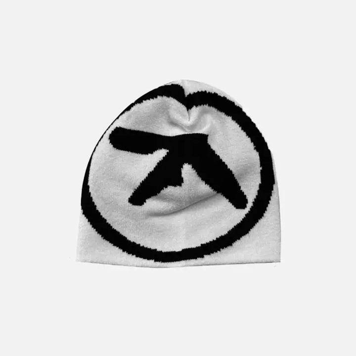 Y2k vintage gothic beanie with classic letter print - white / one size - beanies