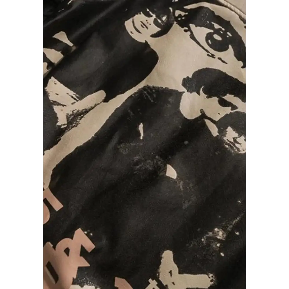 Unisex faux leather varsity jacket with vintage embroidery