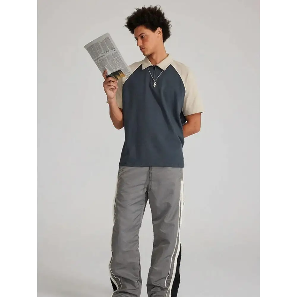 Unisex polo tee with classic collar and contrast color design - gray / s