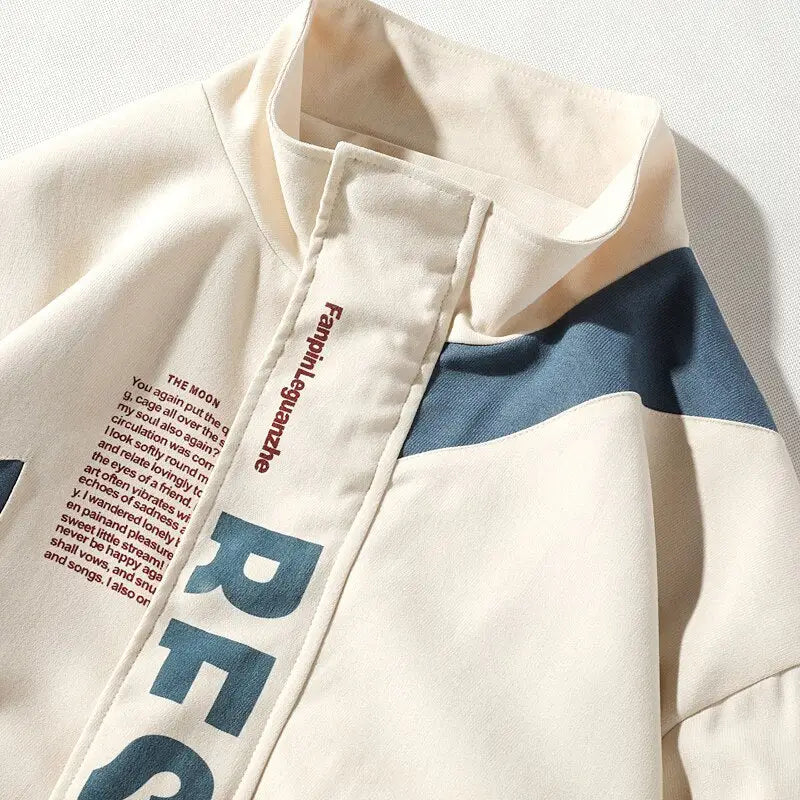 Unique y2k vintage letter print patchwork jacket - windbreaker jackets