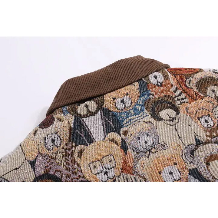 Y2k vintage bear plush padded jacket for comfort and style - puffer jackets