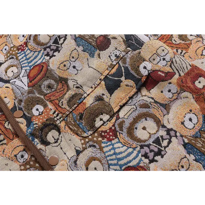 Y2k vintage bear plush padded jacket for comfort and style - puffer jackets