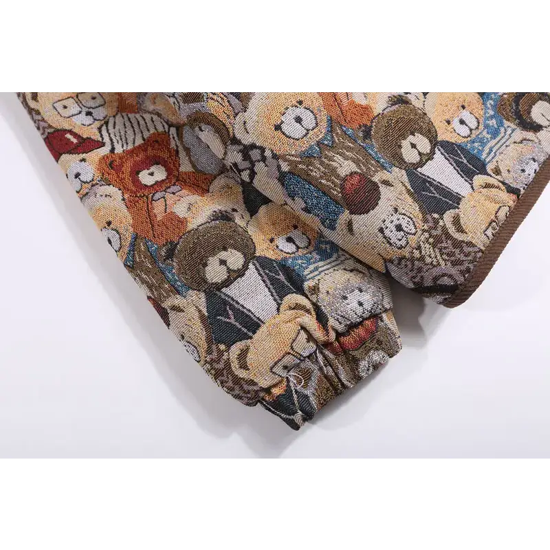 Y2k vintage bear plush padded jacket for comfort and style - puffer jackets