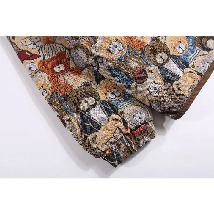 Y2k vintage bear plush padded jacket for comfort and style - puffer jackets